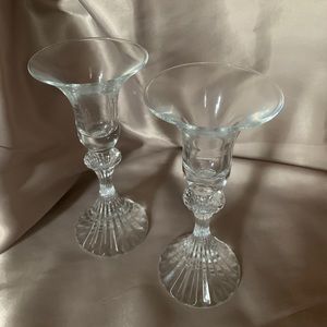 Pair of Vintage Glass Candlesticks